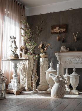 欧洲覆古饰品罗马柱饰品储物桌摄影工作室婚礼饰品摄影道具石膏雕