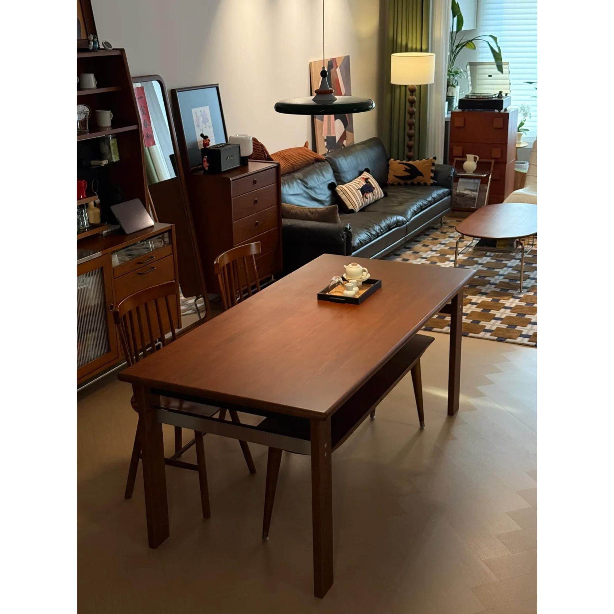 北欧实木餐桌樱桃木吃饭桌包豪斯覆古书桌小户型长桌工作台大板桌,住宅家具,实木餐桌,淘宝优惠券,粉丝福利购,淘宝优惠卷