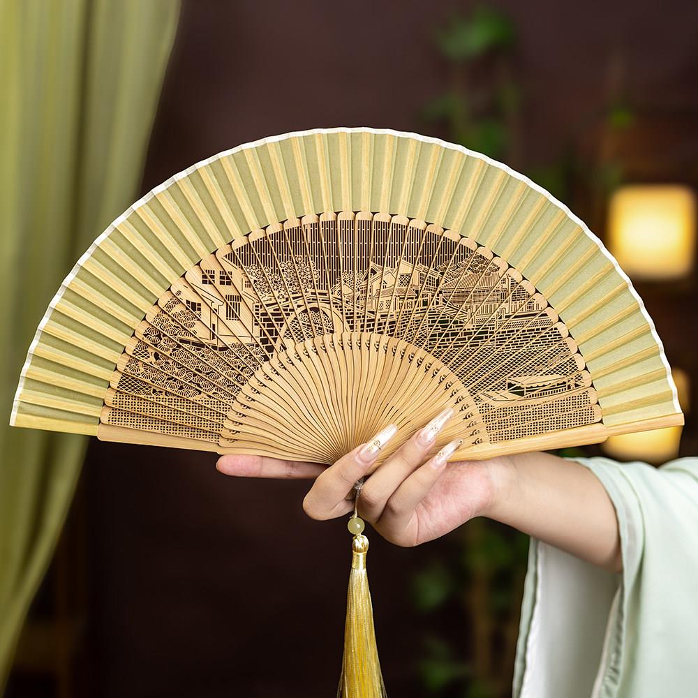 高端扇子古风折扇中式装饰扇精美雕刻易携带旗袍走秀苏杭礼物摆件