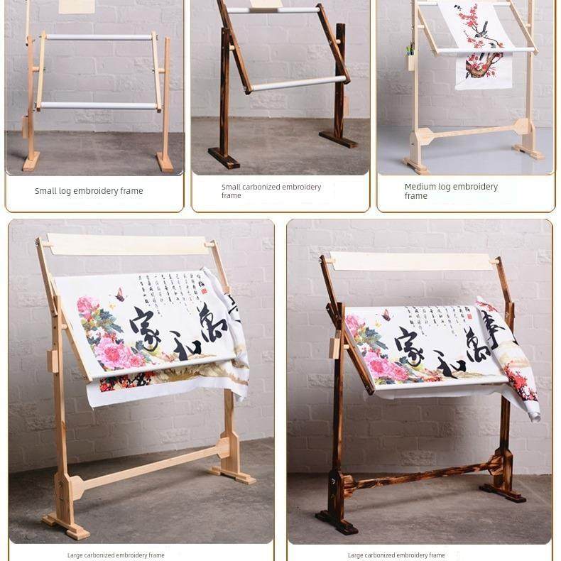 十字绣棚架实木绣花架架子1米的绣布床上可调节台式苏绣绣架框架