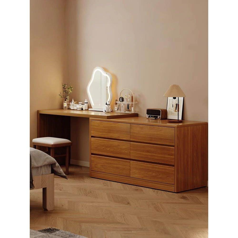 实木梳妆台斗柜一体2025新款简约现代床尾新中式化妆台一体化妆桌,住宅家具,梳妆台/桌,淘宝优惠券,粉丝福利购,淘宝优惠卷