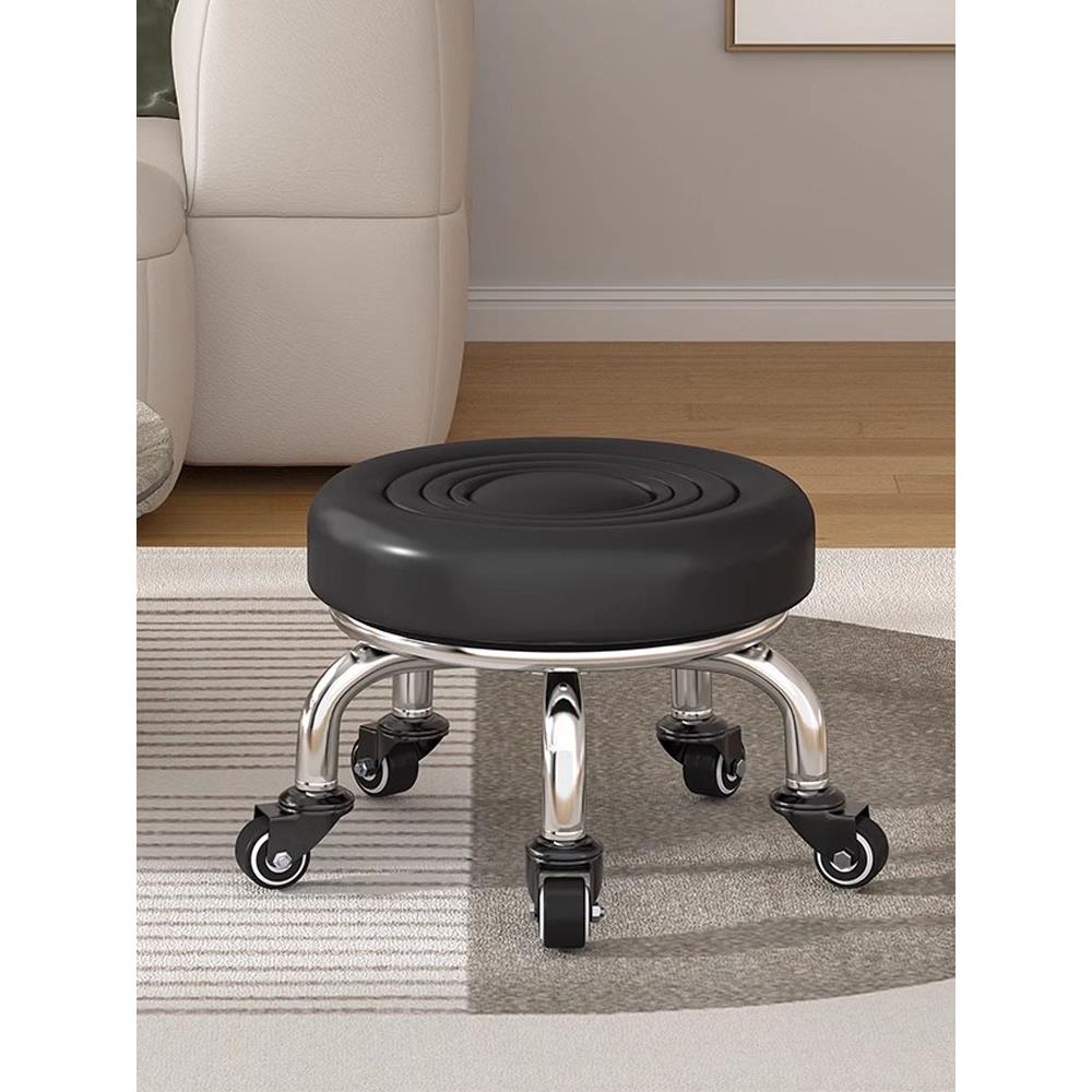 滑轮矮凳家用万向轮小凳子带轮移动软包板凳美缝椅子客厅儿童圆凳