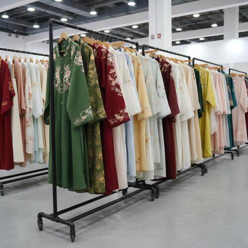 男女装店服装陈列架黑色水管挂衣架服装店落地式展示架带轮龙门架