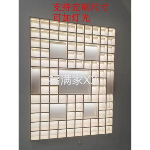 定做带灯光实木格子架茶壶架展示架壁挂展示柜博古架多宝阁格子柜