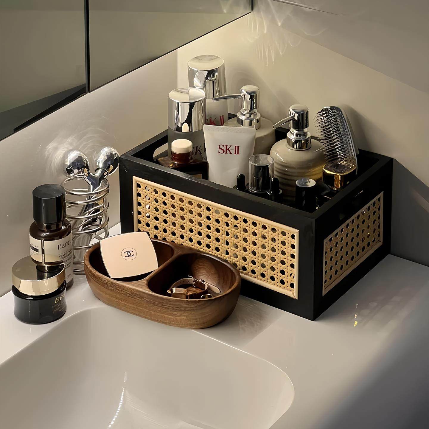 藤编桌面收纳盒收纳筐储物洗漱台置物架整理箱办公室书架文件盒,收纳整理,桌面收纳盒,淘宝优惠券,粉丝福利购,淘宝优惠卷