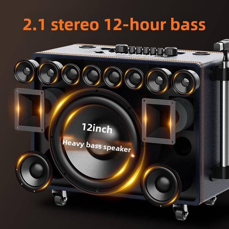 日本山水Q129户外移动广场舞音响带显示屏重低音卡拉ok一体机蓝牙