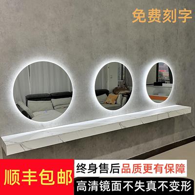 理发店镜子美发店专用烫染镜台网红带灯潮款单面壁挂式发廊镜子