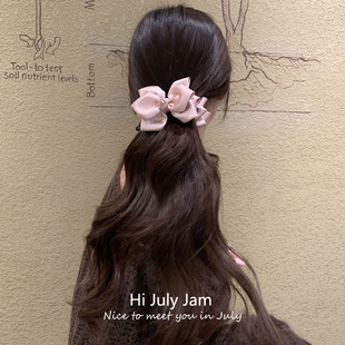韩版 甜美扎马尾夹高级感发夹头饰 缎面立体蝴蝶结香蕉夹女2025新款