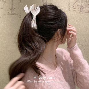 森系奶白色小碎花蝴蝶结香蕉夹韩系马尾竖夹甜美小清新扭扭夹发饰