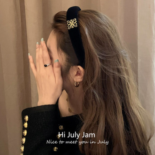 中古小发饰 发圈发夹头饰高级感发饰发箍发卡头绳秋冬女 黑金套装