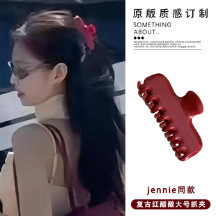 大号方形鲨鱼夹 复古红醋酸抓夹高级感法式 高品质 jennie荷静同款