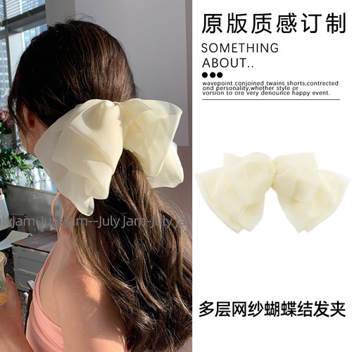 网纱大蝴蝶结发夹韩系气质发饰