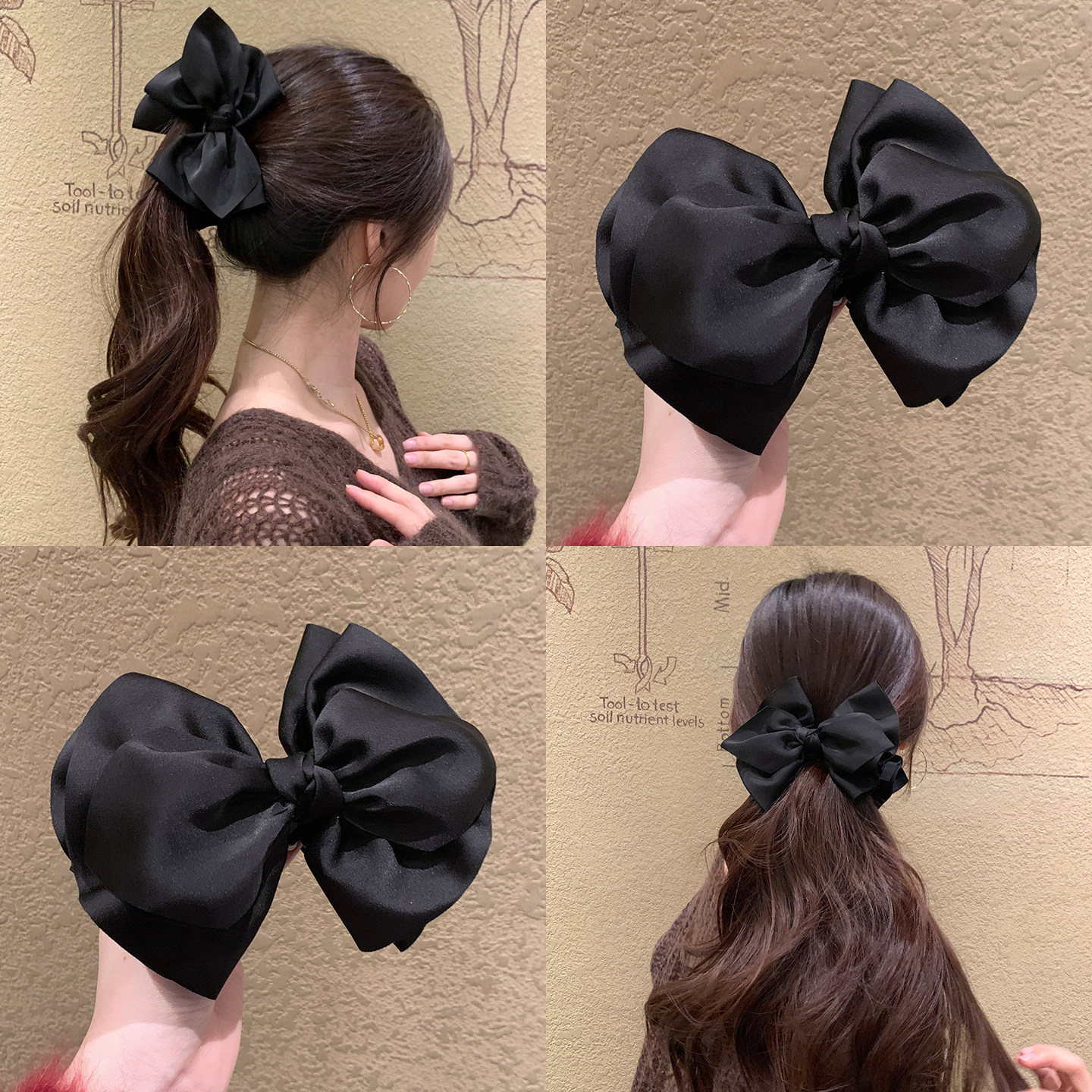 法式高级感~ 黑色蝴蝶结香蕉夹竖夹女2026新款后脑勺大发量马尾夹,饰品/流行首饰/时尚饰品新,发饰,淘宝优惠券,粉丝福利购,淘宝优惠卷
