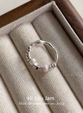 轻奢简约碎银子珍珠戒指女潮