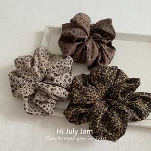 韩国东大门豹纹大肠发圈女2026新款 扎头发绳秋冬复古头绳头花发饰