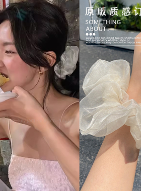 fever同款白色欧根纱大肠发圈韩国ins风2025新款发绳马尾扎发头饰