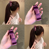 定发财 紫 韩国进口加厚定型丝绒蝴蝶结香蕉夹超显贵气扭扭夹