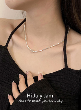 轻奢颈链碎银子几两纯银珍珠项链