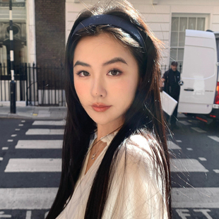 耳朵仔子同款藏青色发箍2025新款高级感带齿防滑宽版洗脸头箍发卡