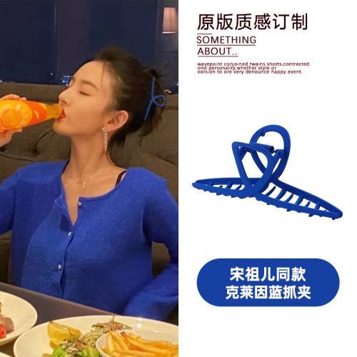 克莱因蓝色金属抓夹女秋冬高级感