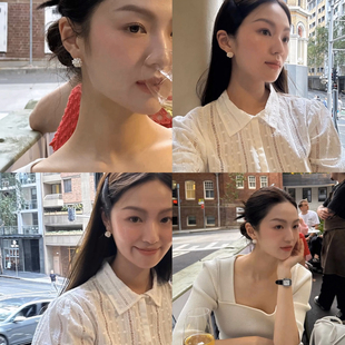 韩国博主荷静同款珍珠花球耳钉女轻奢法式高级感S925银针耳饰耳环