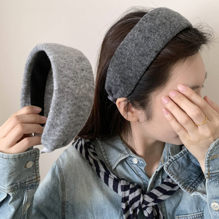 高智感 秋冬复古针织宽边发箍女纯色高颅顶压发头箍气质洗脸发卡