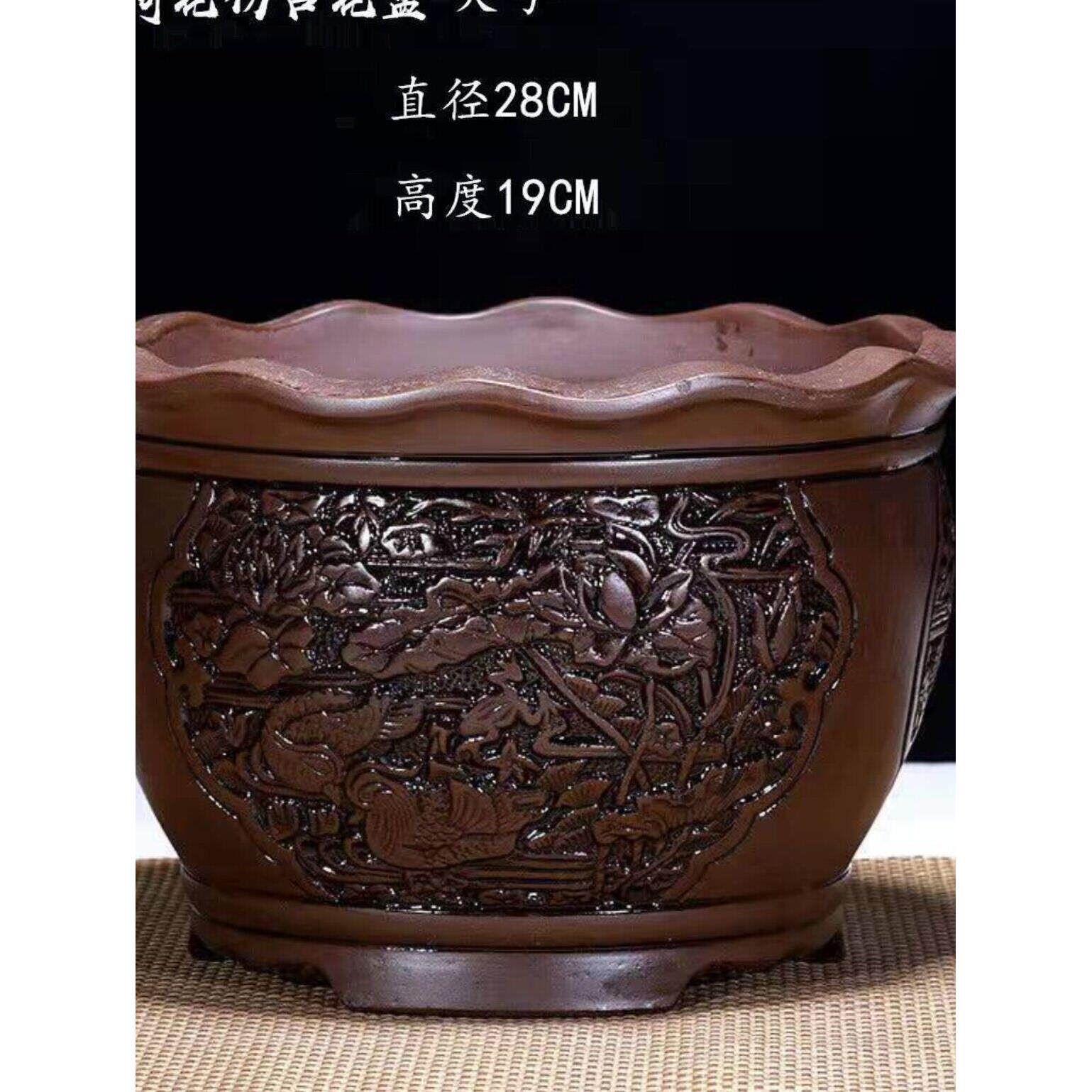 陶瓷紫砂花盆兰花盆 绿萝盆 盆景盆特大号圆形花盆君子兰金钟花盆