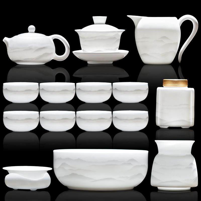 羊脂玉功夫茶具套组家用2025新款轻奢高档白瓷泡茶壶喝茶茶杯一套