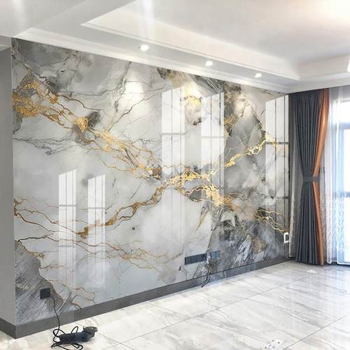 2025新款碳晶板电视背景墙板轻奢大理石客厅集成护墙板纤维板装饰