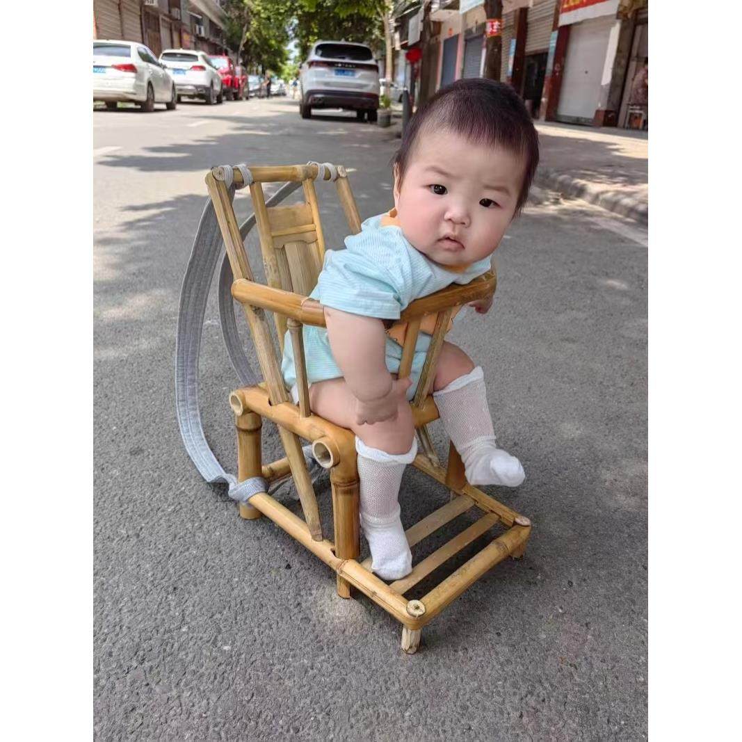 手工坐椅宝贝出行夏天纯天然竹编抱椅腰凳竹背篓竹座椅竹背篼