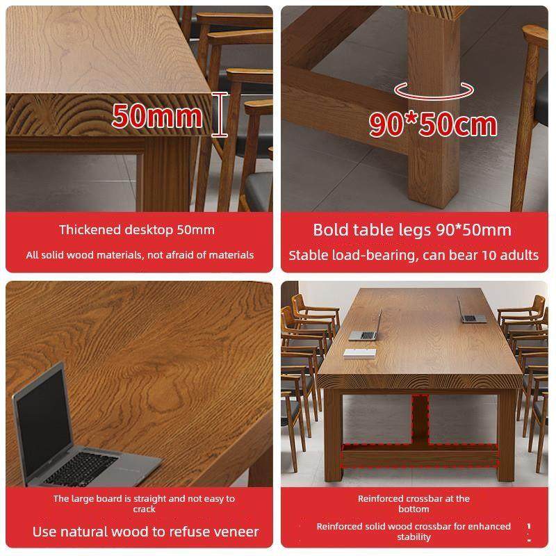 实木会议桌长桌现代极简会议室桌长桌办公接待洽谈桌椅组合