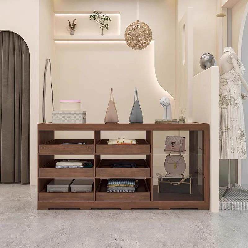 服装店流水台实木烤漆展示柜女装店中岛柜童装店边柜陈列展示桌子