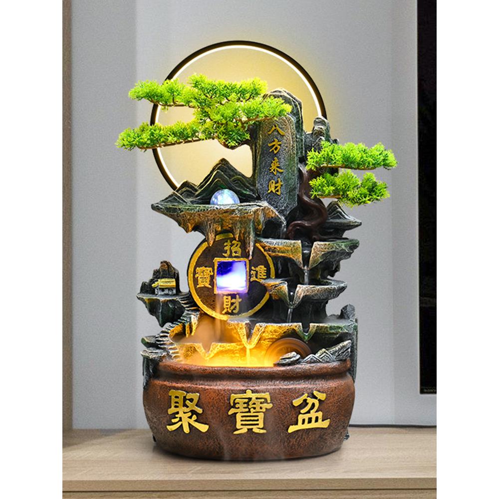 假山流水喷泉客厅桌面循环水财运风水轮办公室财富聚宝盆装饰摆件
