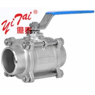 焊接气动球阀工业阀门水燃气开关锁 不锈钢304三片式 4分6分1寸