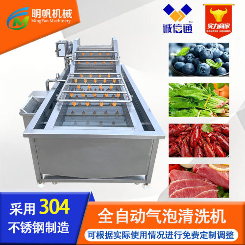 大型连续预制菜小龙虾气泡清洗机 自动洗虾机 小龙虾清洗蒸煮设备