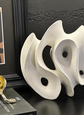 现代艺术白色律动几何波浪漫摆件软装饰品样板间客厅茶几书房摆设