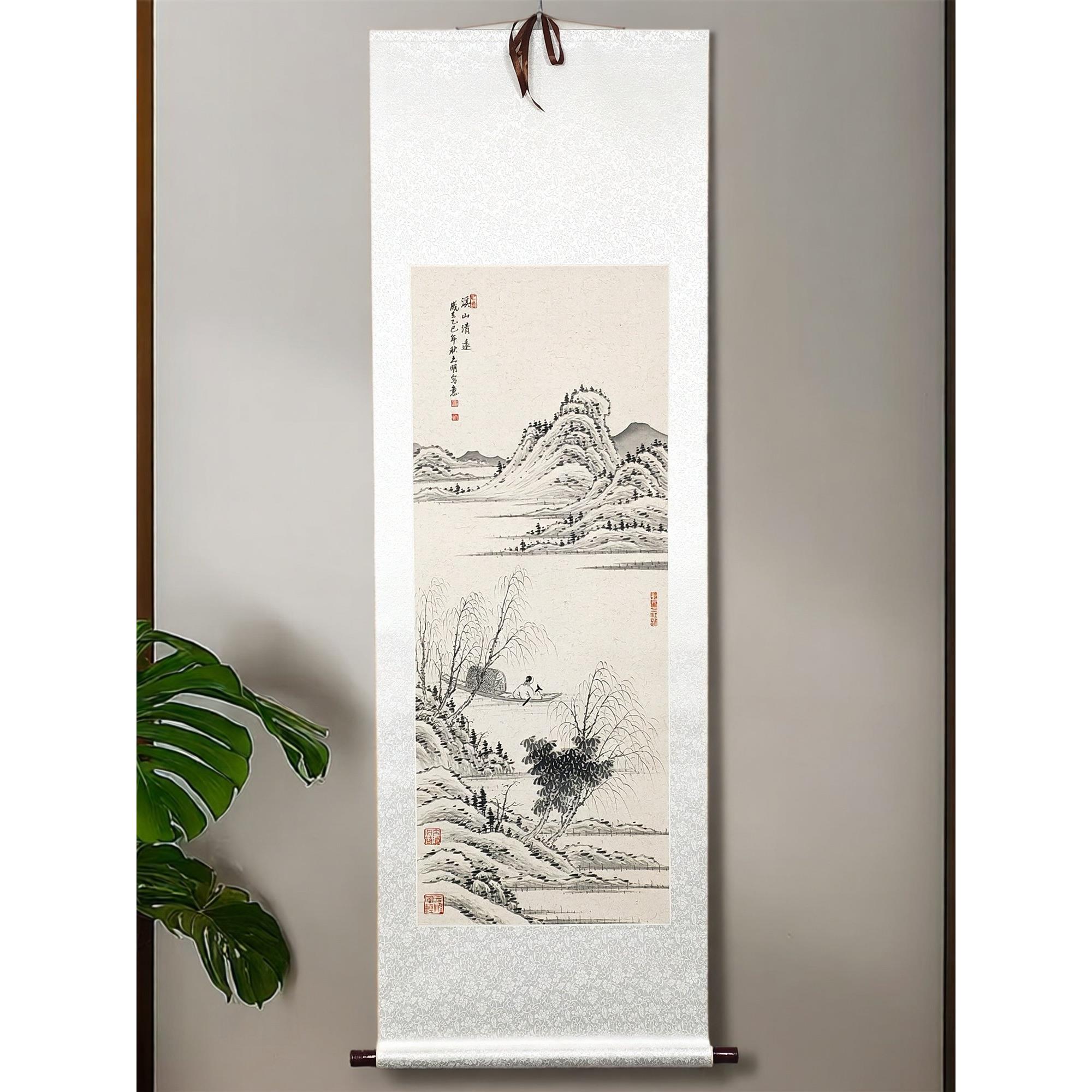 纯手绘国画山水画书画作品字画真迹水墨画客厅办公室装饰卷轴挂画