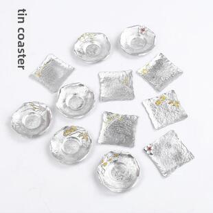 纯锡手工锡杯垫茶垫金属功夫茶道碟锡杯垫茶具茶杯绝缘防滑垫