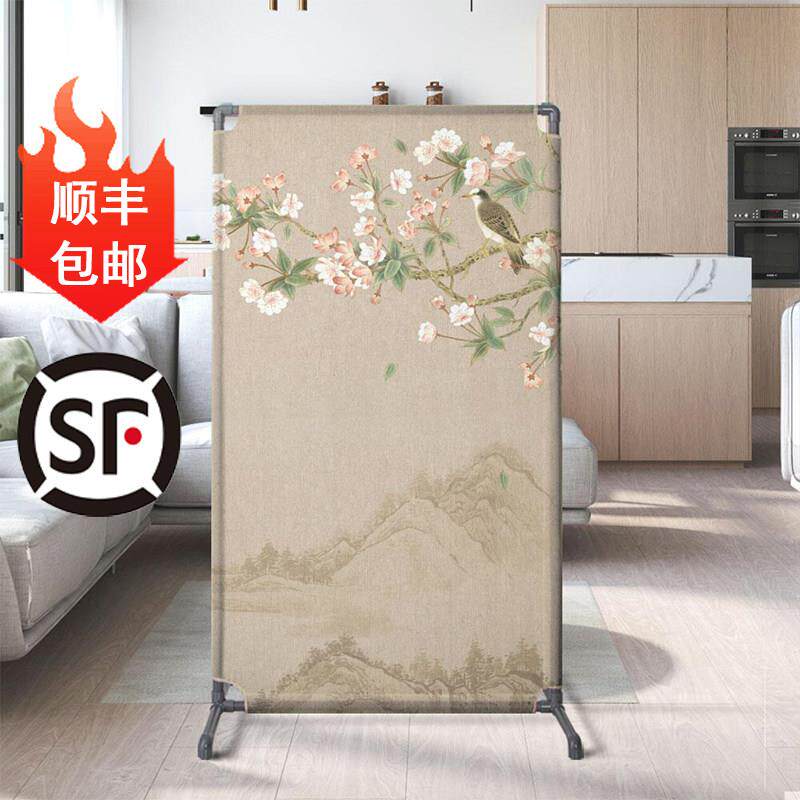 新中式屏风隔断客厅卧室手绘花鸟办公家用遮挡轻便移动简约组装