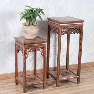 鸡翅木客厅花架红木中式长方形盆景架置物架摆件架实木花几底座