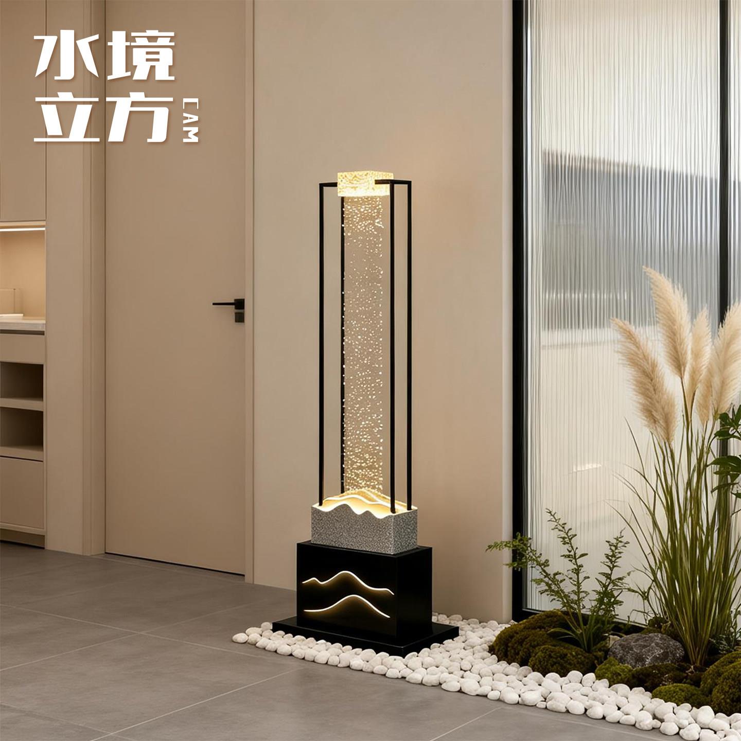 新中式流水摆件办公室装饰品氛围灯高端循环水幕乔迁送礼玄关摆件
