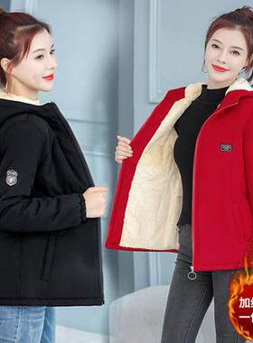 小个子冬季罩衣女新款加绒加厚特厚棉衣短款2023秋冬宽松时尚外套