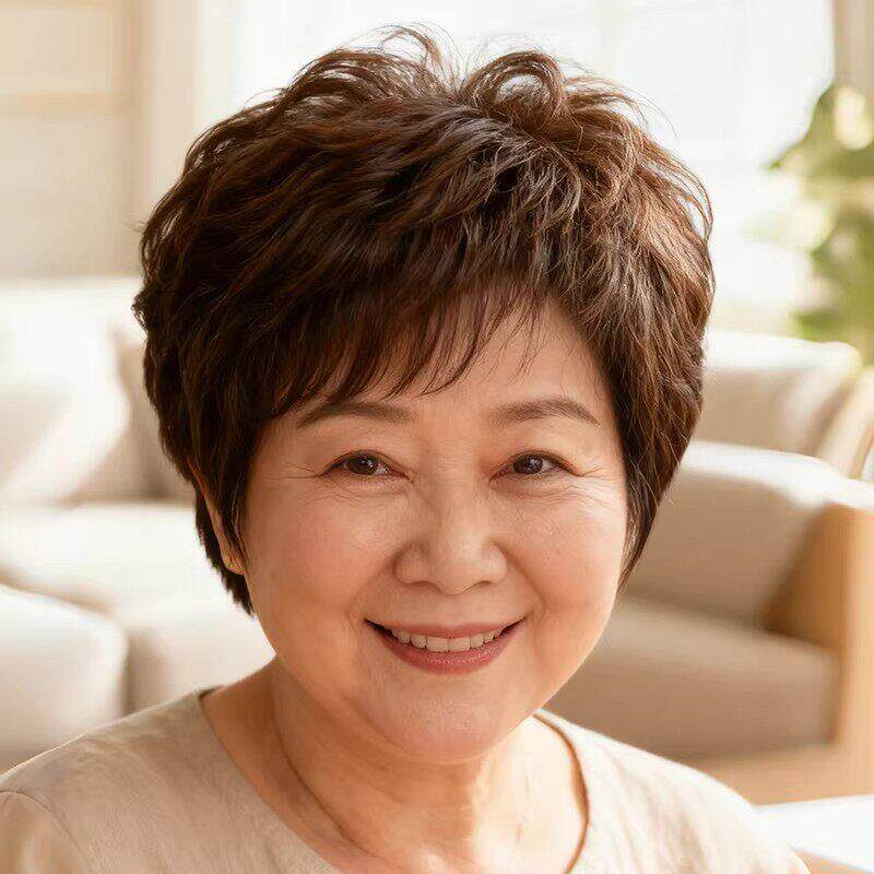 假发2025新款全头套女真人发丝中老年女士妈妈款无痕全真发假发套