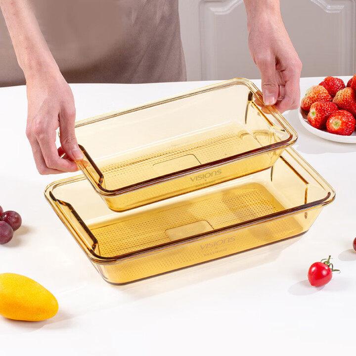 康宁餐具耐高温玻璃盘子家用鱼盘烤箱用烤盘
