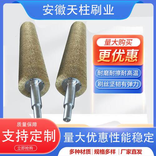 生产筛沙机筛网钢丝刷辊工业抛光除锈打磨镀铜毛刷辊金属拉丝刷辊