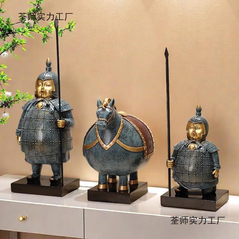 胖兵马俑摆件装饰品办公室电视酒柜文创西安纪念品客厅玄关工艺品