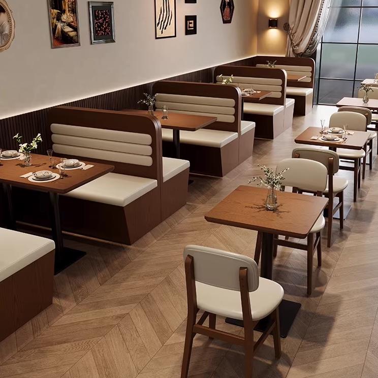 餐厅卡座沙发商用食堂餐饮店糖水铺咖啡厅餐馆饭店火锅店桌椅组合