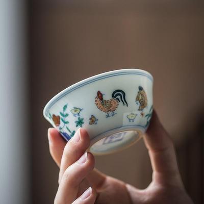景德镇仿古大明成化斗彩鸡缸杯官窑茶器纯手工复刻陶瓷主人杯品杯