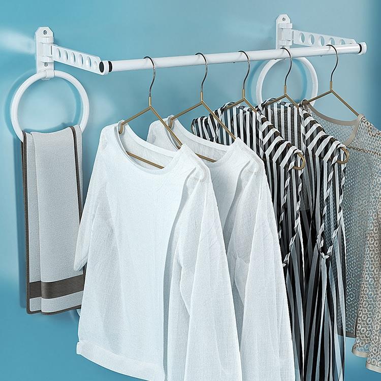 折叠晾衣架伸缩晾衣杆隐形晾衣架晒衣服晒被子神器阳台窗台室内