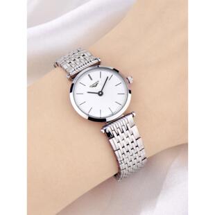 正品瑞士简约时尚手表女士超薄防水冠琴嘉兰同款钢带石英表女表款